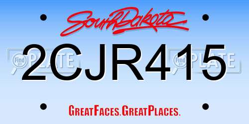 2CJR415 South Dakota License Plate