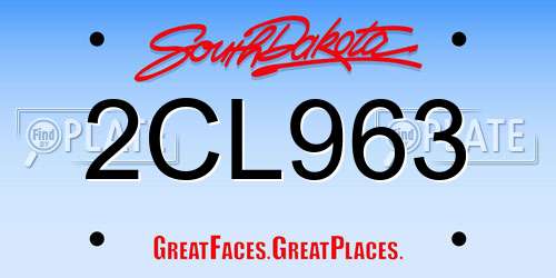 2CL963 South Dakota License Plate
