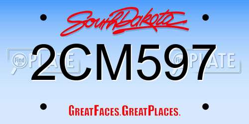 2CM597 South Dakota License Plate