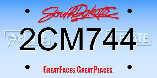 2CM744 South Dakota License Plate