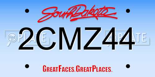 2CMZ44 South Dakota License Plate