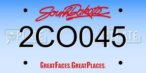 2CO045 South Dakota License Plate