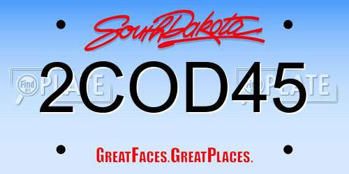 2COD45 South Dakota License Plate