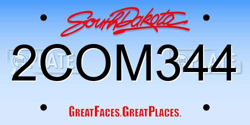 2COM344 South Dakota License Plate