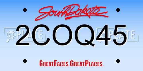 2COQ45 South Dakota License Plate