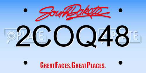 2COQ48 South Dakota License Plate