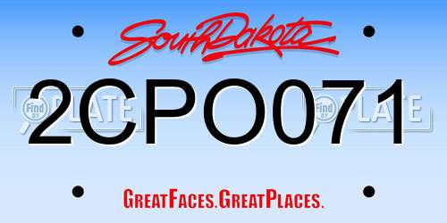 2CPO071 South Dakota License Plate