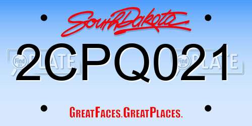 2CPQ021 South Dakota License Plate
