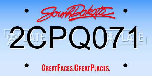2CPQ071 South Dakota License Plate