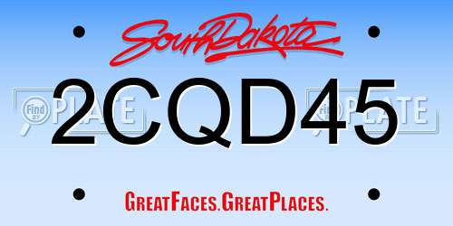 2CQD45 South Dakota License Plate