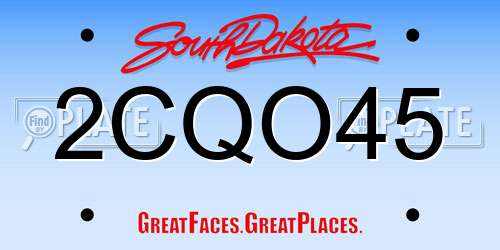 2CQO45 South Dakota License Plate
