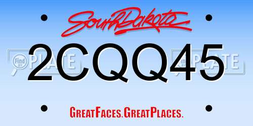 2CQQ45 South Dakota License Plate