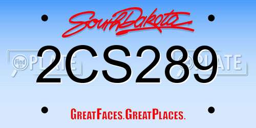 2CS289 South Dakota License Plate