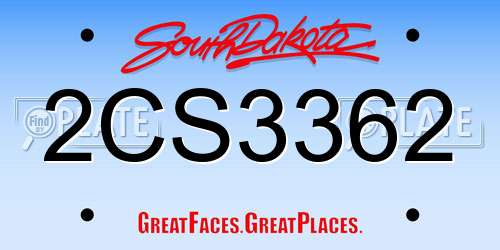 2CS3362 South Dakota License Plate