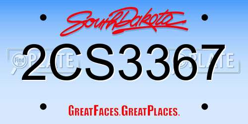 2CS3367 South Dakota License Plate