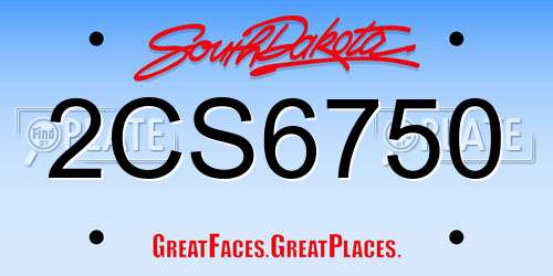 2CS6750 South Dakota License Plate