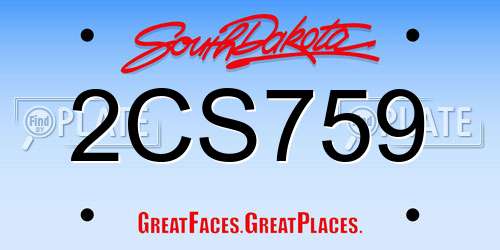2CS759 South Dakota License Plate