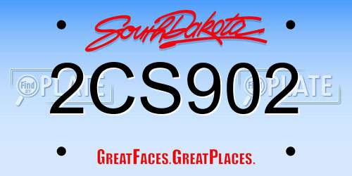 2CS902 South Dakota License Plate