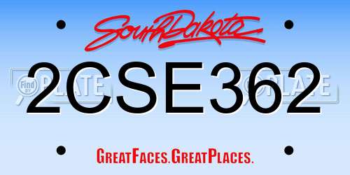 2CSE362 South Dakota License Plate