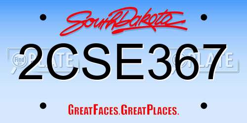 2CSE367 South Dakota License Plate