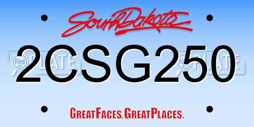 2CSG250 South Dakota License Plate