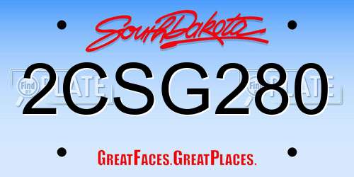 2CSG280 South Dakota License Plate