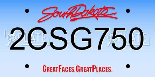 2CSG750 South Dakota License Plate