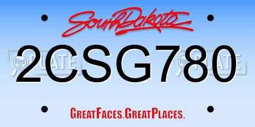 2CSG780 South Dakota License Plate