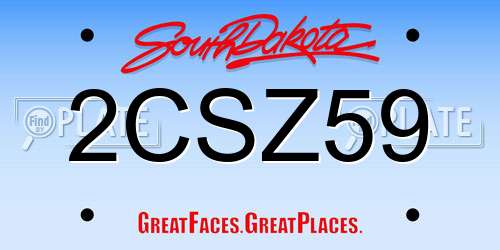 2CSZ59 South Dakota License Plate