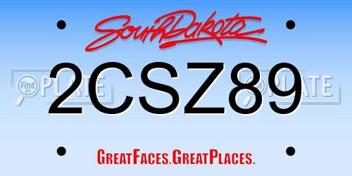 2CSZ89 South Dakota License Plate