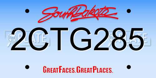 2CTG285 South Dakota License Plate