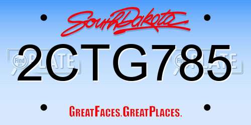 2CTG785 South Dakota License Plate