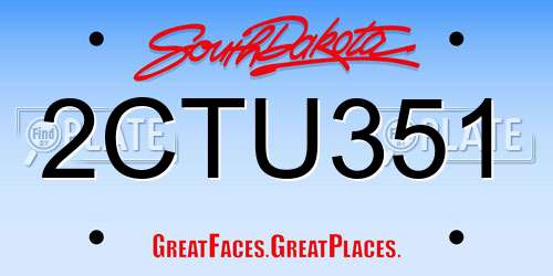 2CTU351 South Dakota License Plate