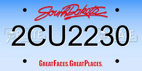 2CU2230 South Dakota License Plate