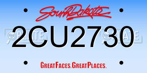 2CU2730 South Dakota License Plate