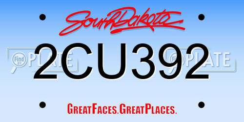 2CU392 South Dakota License Plate