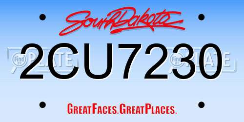 2CU7230 South Dakota License Plate