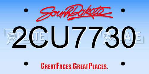 2CU7730 South Dakota License Plate