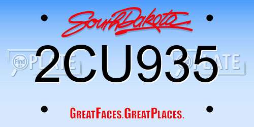 2CU935 South Dakota License Plate