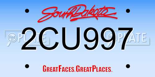 2CU997 South Dakota License Plate