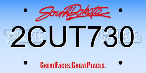 2CUT730 South Dakota License Plate