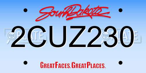 2CUZ230 South Dakota License Plate