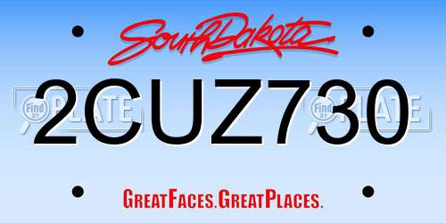 2CUZ730 South Dakota License Plate