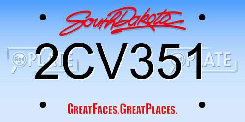 2CV351 South Dakota License Plate