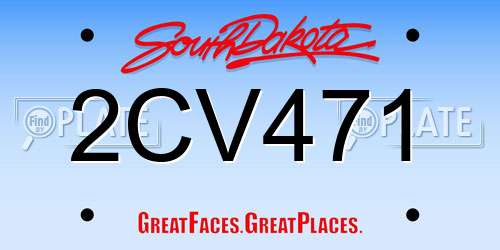 2CV471 South Dakota License Plate