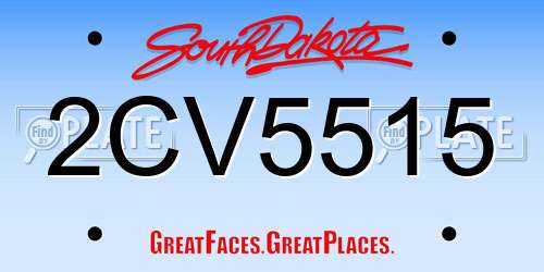 2CV5515 South Dakota License Plate