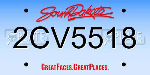 2CV5518 South Dakota License Plate