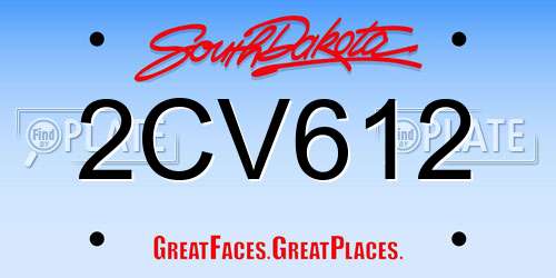 2CV612 South Dakota License Plate