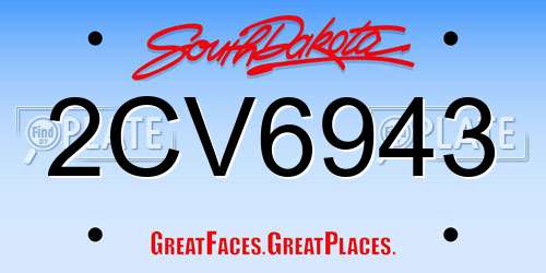 2CV6943 South Dakota License Plate