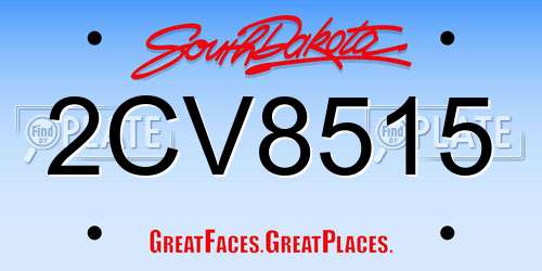 2CV8515 South Dakota License Plate
